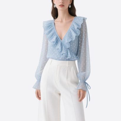 light-blue-polka-dot-chiffon-blouse-with-ruffled-collar-adjustable-cuffs