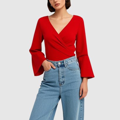 v-neck-blouse-with-flared-sleeves-luxury