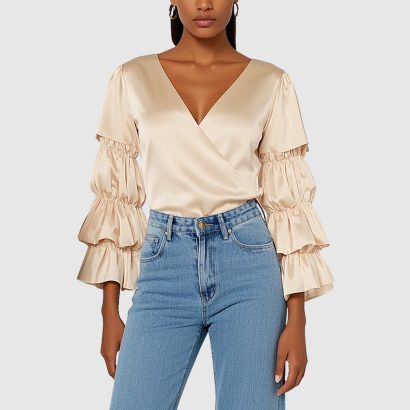 elegance-deep-v-neck-blouse-with-tiered-ruffle-sleeves
