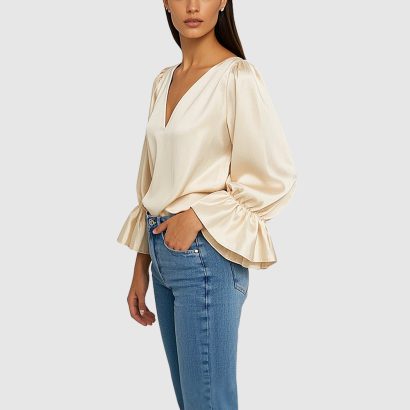 v-neck-blouse-with-lantern-sleeves-pleated-cuffs