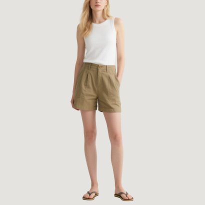 khaki-cargo-cotton-shorts-utility-trend